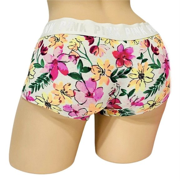 Victoria's Secret PINK SMALL Graphic Logo Elastic Waist Band Boyshort Panty NEW - Picture 2 of 2